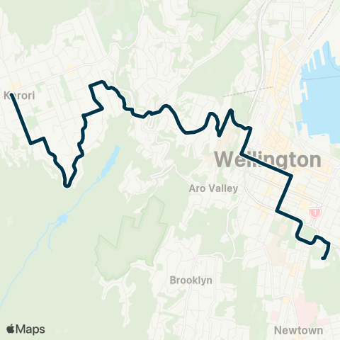 Metlink Wellington Coll - Kelburn - Karori (Wrights Hill) map