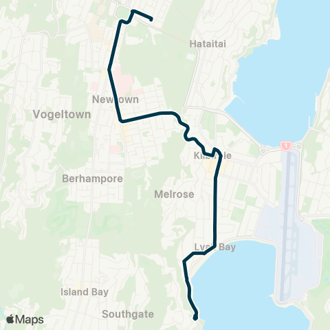 Metlink Wellington E Girls' Coll - Newtown - Kilbirnie - Lyall Bay map