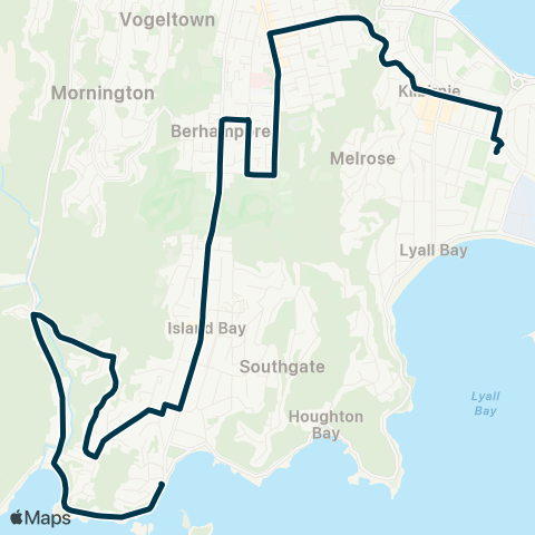 Metlink Rongotai Coll - Berhampore - Island Bay - Owhiro Bay map