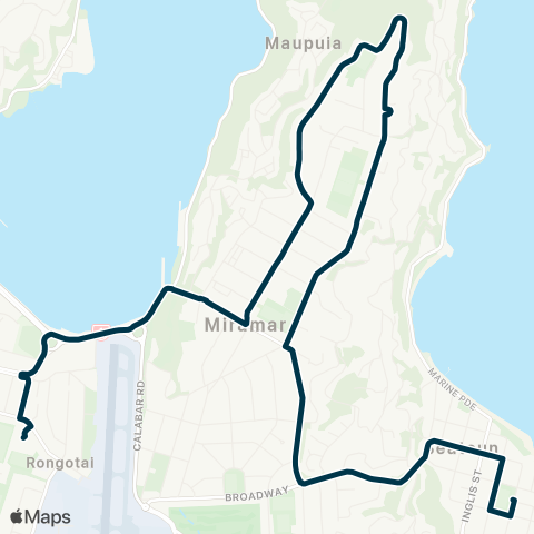 Metlink Rongotai College - Miramar - Seatoun map