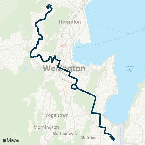 Metlink Mairangi - Wellington, St Patrick's & Rongotai Colleges map