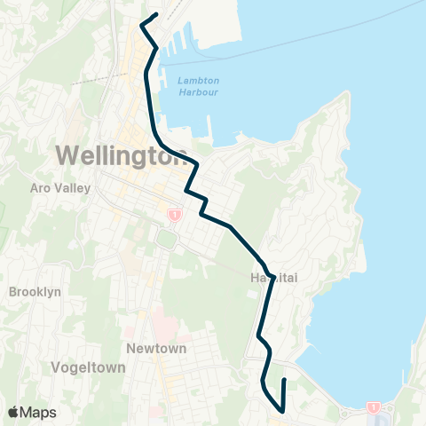 Metlink St Patrick's Coll - Hataitai - Mt Victoria - Wellington map