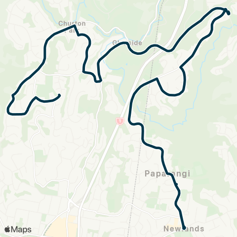 Metlink Churton Pk - Grenada Village - Newlands Coll & Intermediate Sch (via Furlong Cres & Mark Ave) map