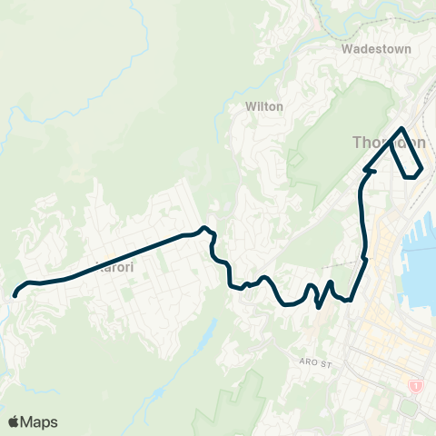 Metlink Thorndon Colleges - Kelburn - Karori map