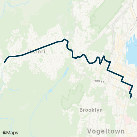 Metlink Karori - Kelburn - Wellington Coll & Wellington HS map