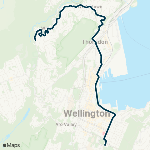 Metlink Wilton - Wadestown - Thorndon Colleges & Basin Schools map