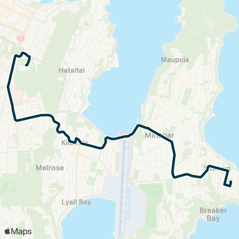 Metlink Wellington College - Miramar - Seatoun map