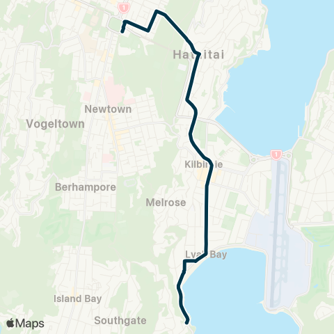 Metlink Lyall Bay - Kilbirnie - Hataitai - Basin Schools map