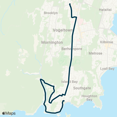 Metlink Owhiro Bay - Island Bay - Berhampore - Wellington HS map