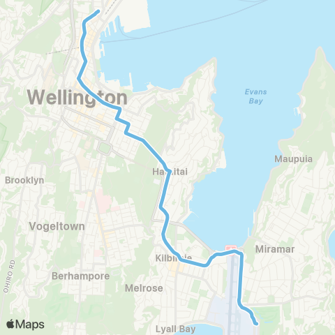 Metlink Airport Express (Wellington - Airport) map