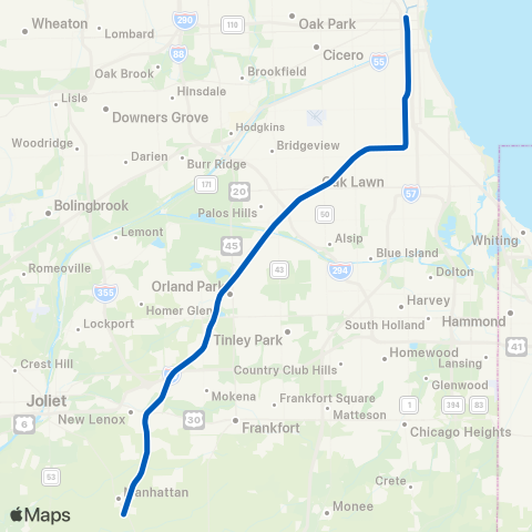 Metra Southwest Service map