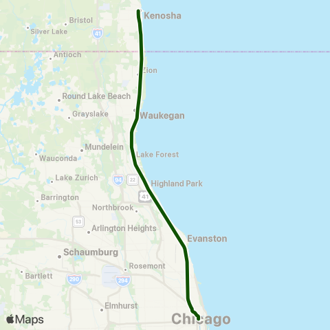 Metra Union Pacific North map