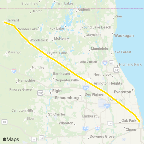 Metra Union Pacific Northwest map