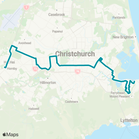 Metro Christchurch Russley / Mt Pleasant map