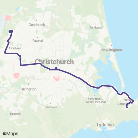 Metro Christchurch Airport / Sumner map