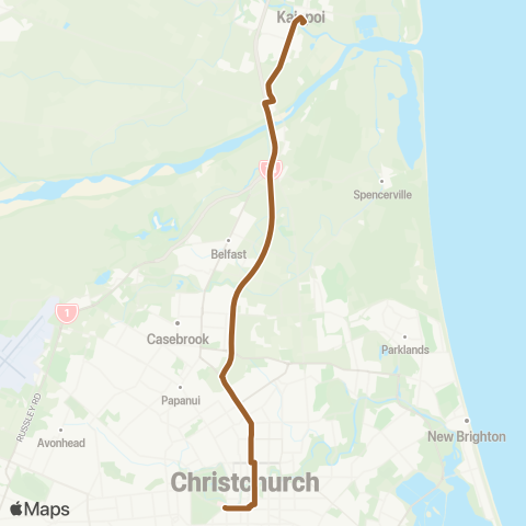 Metro Christchurch Kaiapoi / City direct map