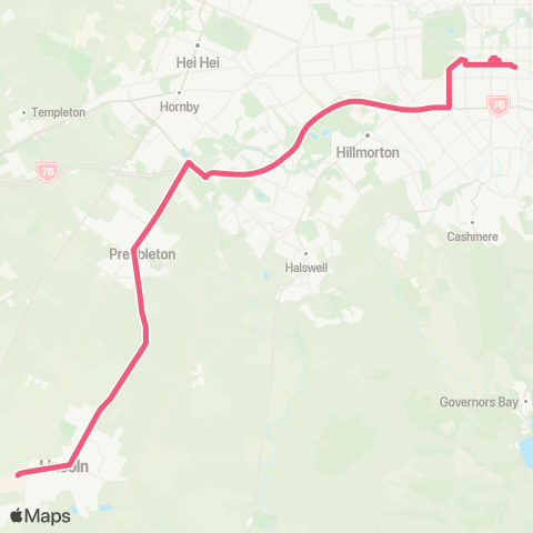 Metro Christchurch Lincoln / City direct map