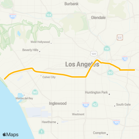 Metro East Los Angeles - Santa Monica map