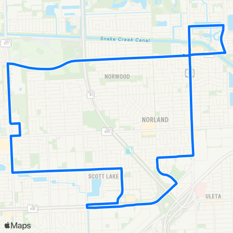 Miami Gardens Trolleys Blue map