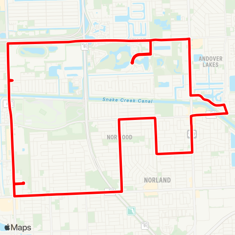 Miami Gardens Trolleys Red map