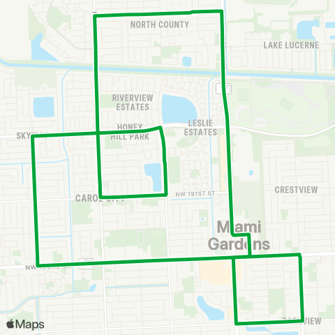 Miami Gardens Trolleys Green map