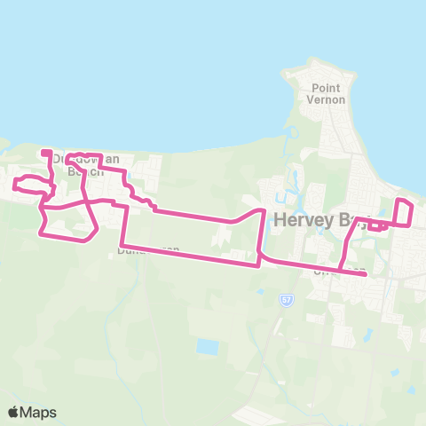 Translink Maryborough-Hervey Bay Craignish - Hervey Bay servicing Hosp Coll map