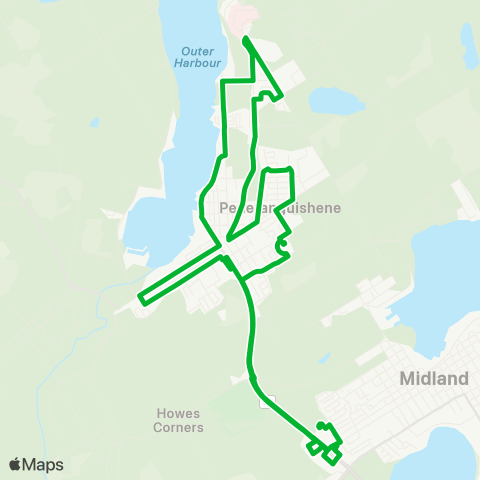 Midland Transit Penetanguishene Route map