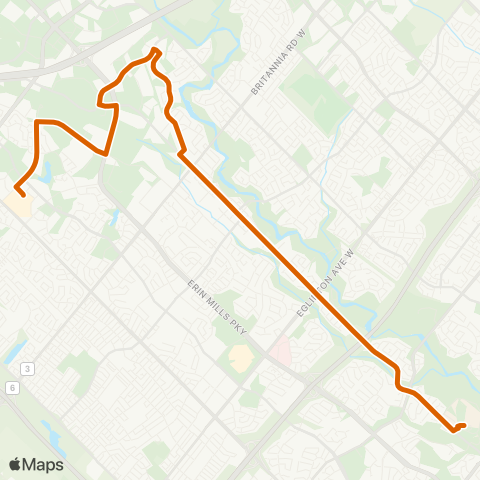 MiWay Mississauga Road map