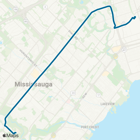 MiWay Burnhamthorpe Express map