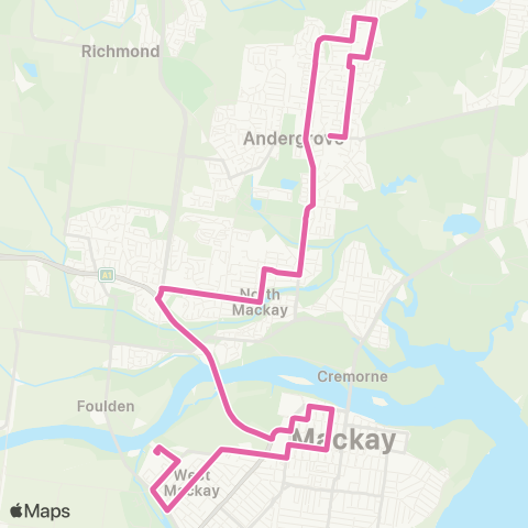 Translink Mackay Base Hospital - Andergrove via City map