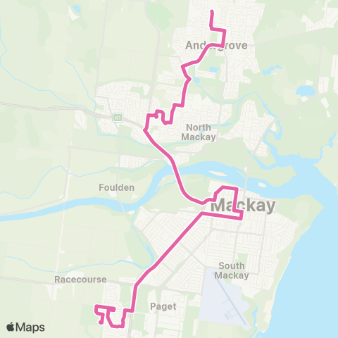 Translink Mackay CQ Univ (Ooralea) - Beaconsfield via City map