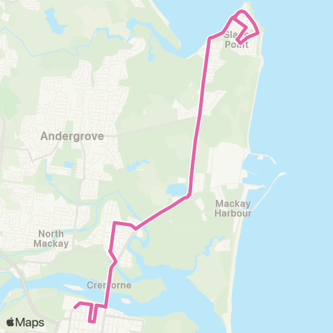 Translink Mackay Caneland Central - Slade Point via City map