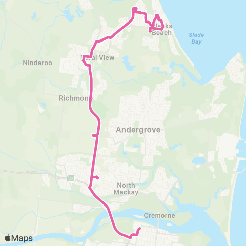 Translink Mackay Caneland Central - Blacks Bch via Eimeo map