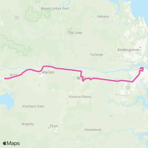 Translink Mackay Caneland - Mirani via Walkerston and Marian map