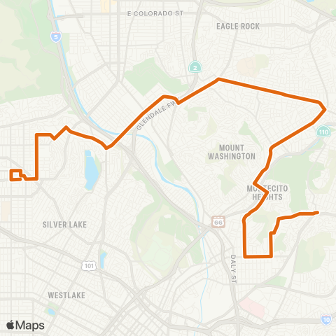 Metro Rose Hill TC - E Hollywood via Figueroa St-York Bl map