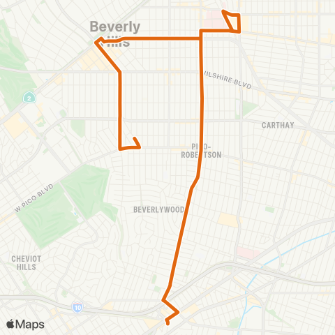 Metro Beverly Hills-Culver City via Burton - Robertson map