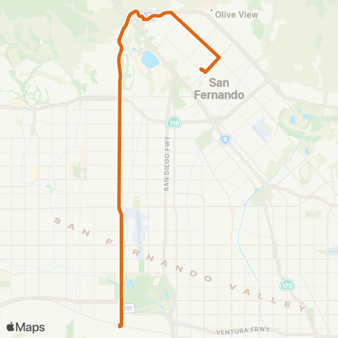 Metro Sylmar Sta-Encino via Balboa Bl Rinaldi St map