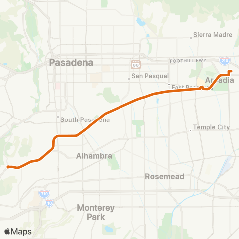 Metro Rose Hill TC - Arcadia L Line Sta via Huntington map