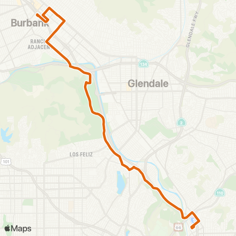 Metro Lincoln / Cypress Sta-Burbank Sta via Griffith Pk map