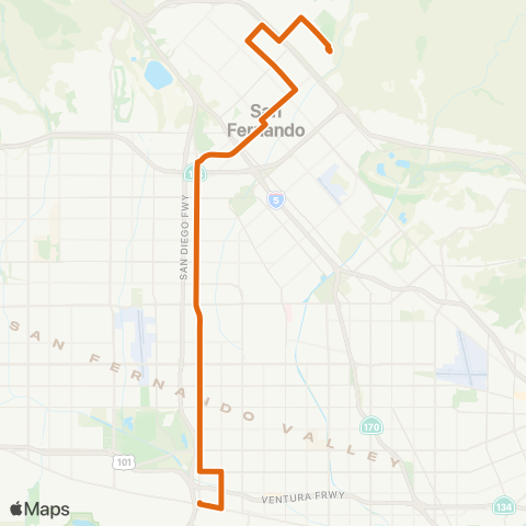 Metro Sylmar - Sherman Oaks via Sepulveda Bl map