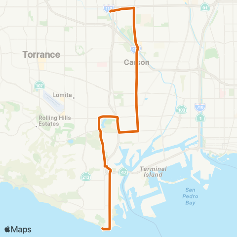 Metro Harbor Gateway Trans Ctr - San Pedro via Avalon Bl map