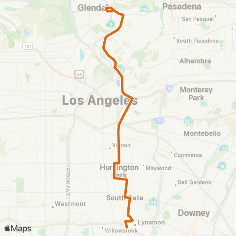 Metro Eagle Rock-Long Bch C-Sta via Eagle Rock-Soto St map