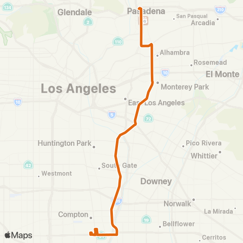 Metro Artesia Sta-Pasadena via Atlantic - Fair Oaks map