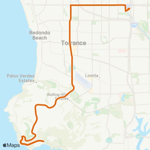 Metro Harbor Gateway TC - Palos Verdes via Hawthorne Bl map