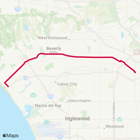 Metro Santa Monica-Dtwn LA via Wilshire Blvd map