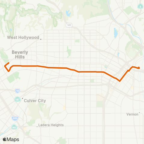 Metro Century City-Dtw LA-via Olympic map