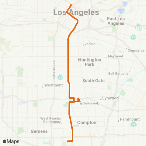 Metro Dtwn LA - CSU Domiguez Hills via Central Av map