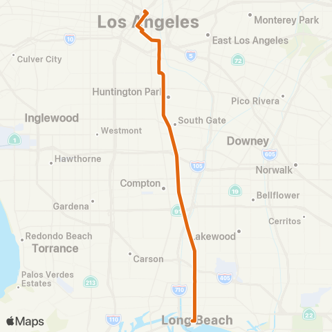 Metro Dtwn LA - Artesia Sta via Long Bch Bl map