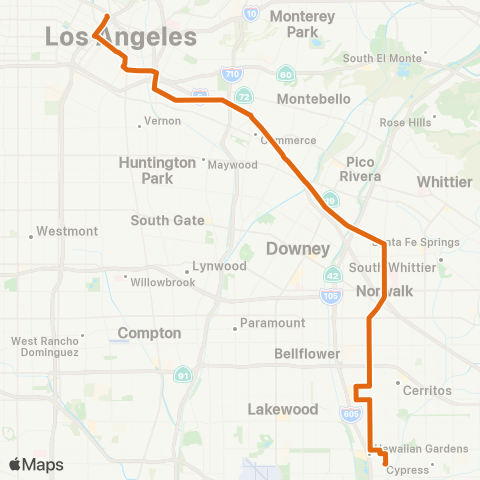 Metro Dtwn LA - Hawaiian Gardens via Telegraph Rd map