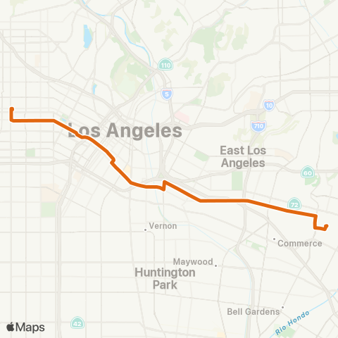 Metro Wilshire Ctr-Dtwn LA-Montebello via 8th-Olympic map